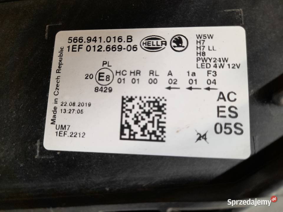 SKODA KODIAQ LAMPA ZWYKŁALED PRZEDNIA PRAWA Goleniów sprzedam