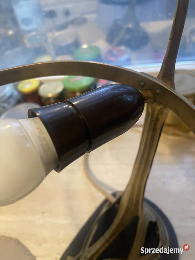 Lampa secesja unikat mosiadz drewno cudna Antyki Łódź