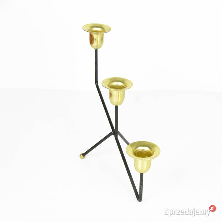 Minimalistyczny świecznik stołowy Belgia lata 70 czarny Warszawa