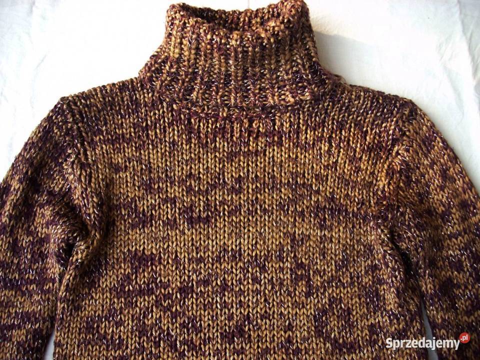 Sweter Golf Ciepły Gruby Splot Srebrna nić S M Nowy Sącz sprzedam