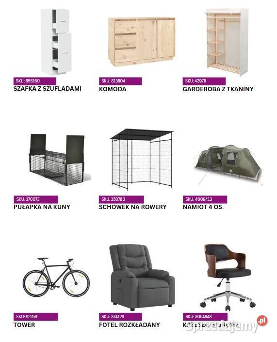 Palety zwrotów VidaXL meble ogród zwierzak sport Tomaszów Mazowiecki