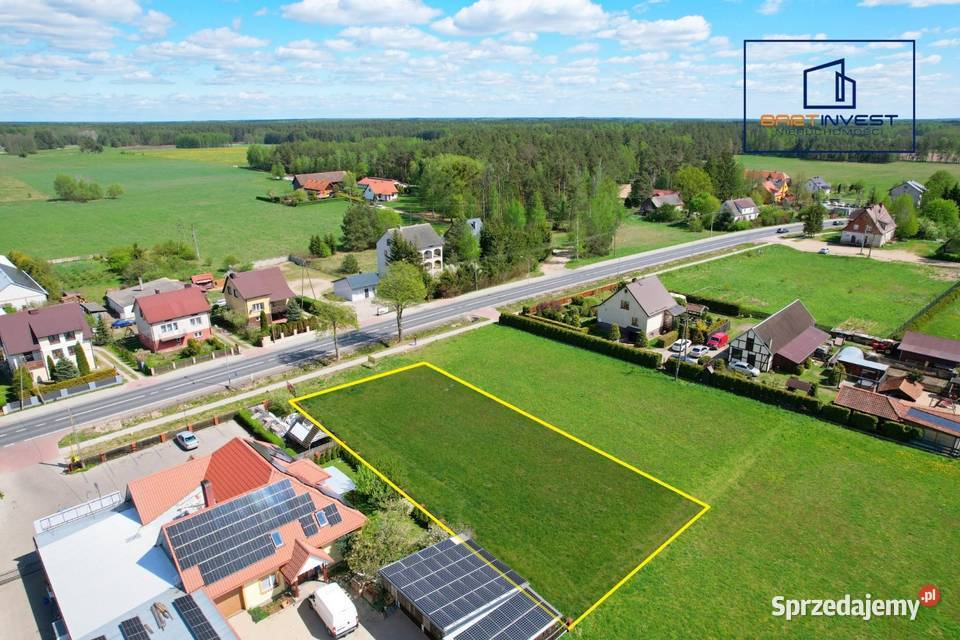 Działka budowlana 1256 m trasie mazurskiej MPZP Rozogi