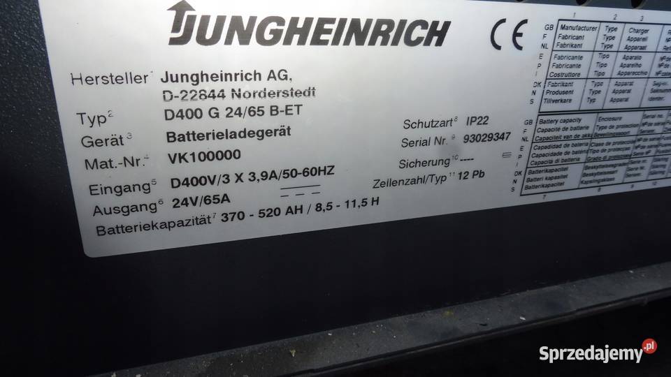 PROSTOWNIK ŁADOWARKA JUNGHEINRICH 24V65A Wąchock