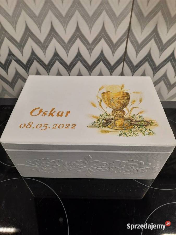 Kuferek komunia kielich z imieniem handmade Kędzierzyn-Koźle