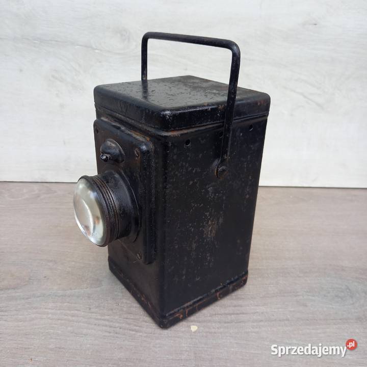 Stara lampa kolejowa wojskowa wypukła soczewka Warszawa