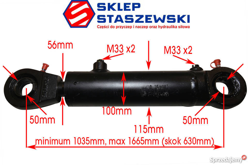 MOCNY SIŁOWNIK HYDRAULICZNY CYLINDER SKOK 630 Solec Kujawski