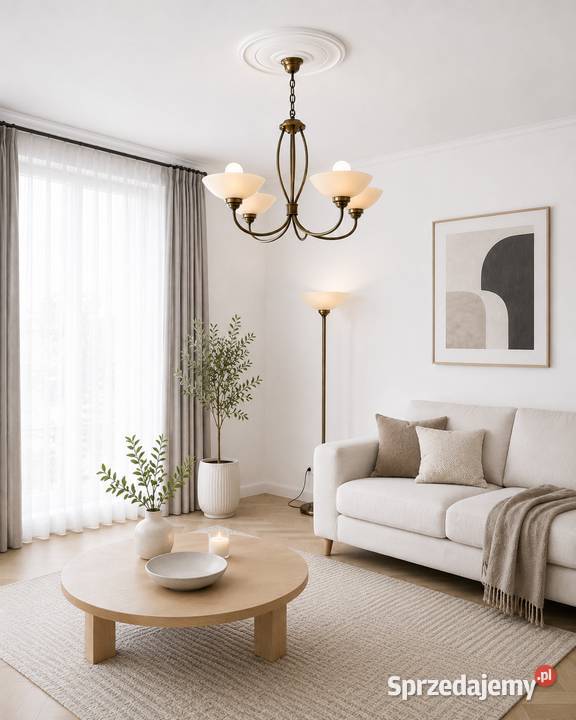 Komplet lamp vintage stare złoto żyrandol Łańcut