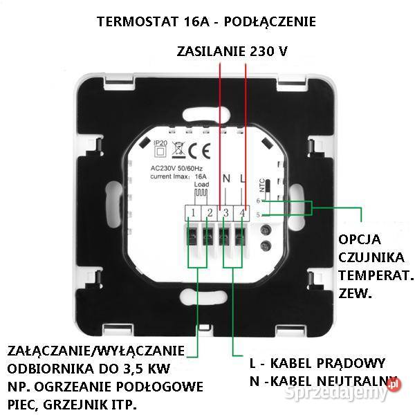 Sterownik temperatury termostat WIFI 16 A TUYA Gdańsk