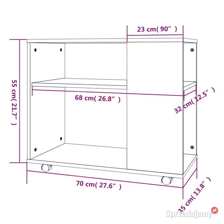 Stolik boczny brązowy dąb 70x35x55 WM815107 Stoły mazowieckie Warszawa