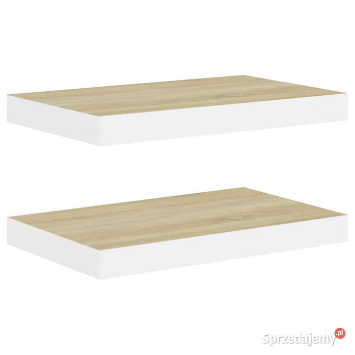 Półki ścienne 2 dębowobiałe 40 x 235 x 38 MDF mazowieckie Warszawa