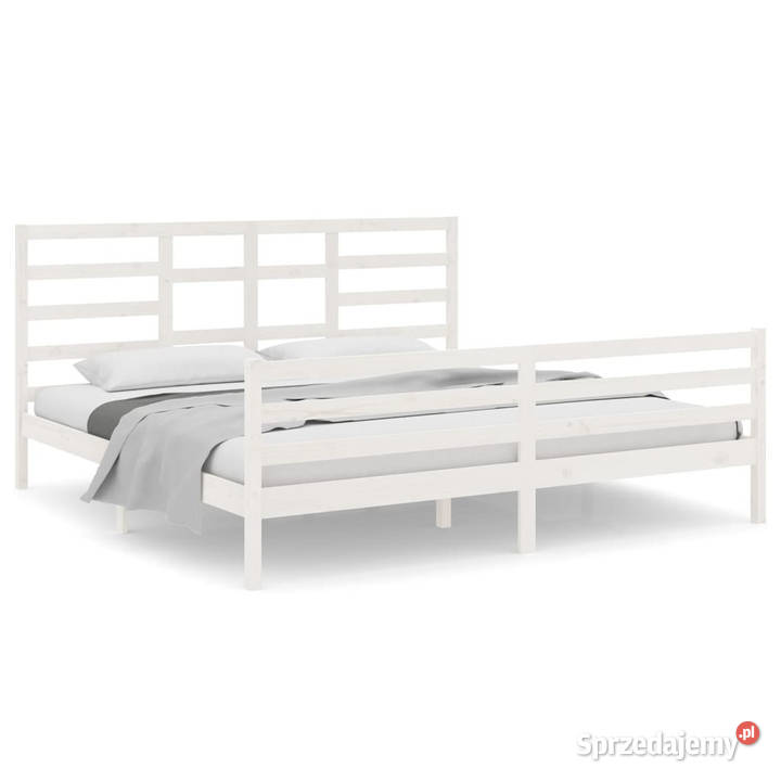 Rama łóżka biała lite drewno 200 x 200 WM3105881 Łóżka