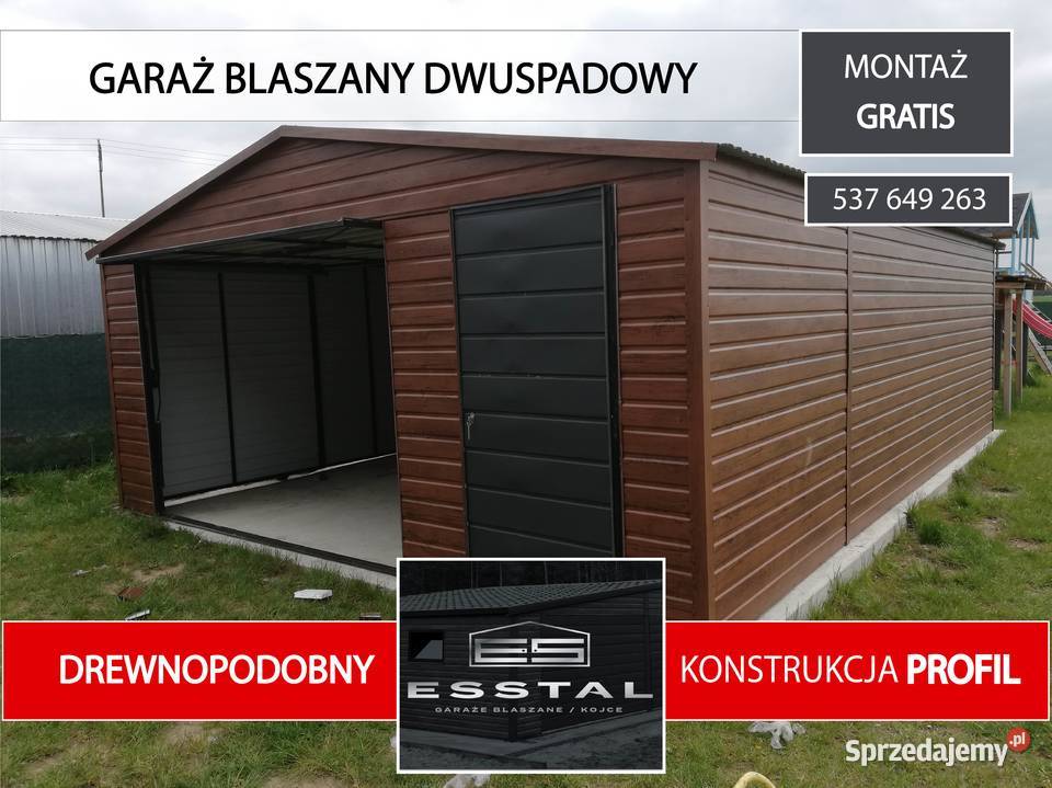 Garaż Blaszany 6x5 orzechBlaszak Garaże Wiaty