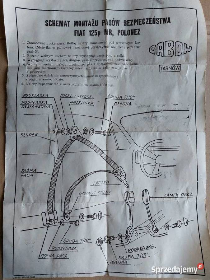 Pasy bezpieczeństwa Polonez Fiat osobowe Dąbrowa Górnicza