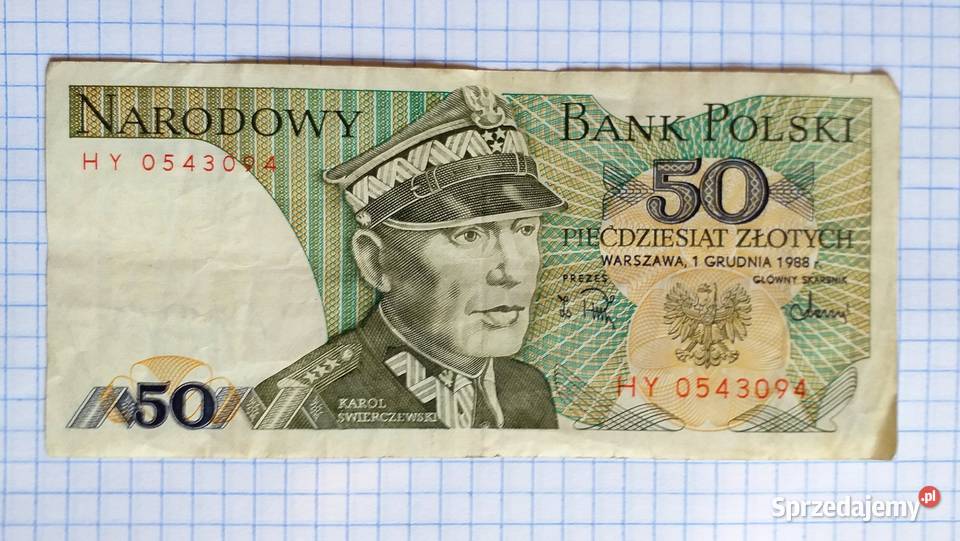 BANKNOT 50 ZŁOTYCH 1988 SERIA HY 0543094 Piszczac