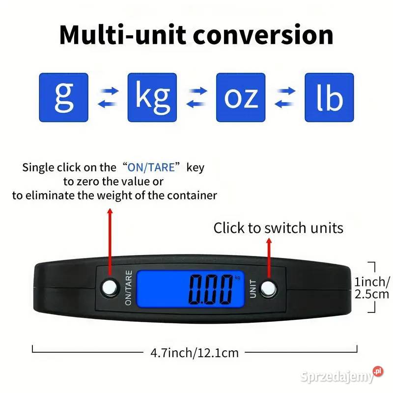 Waga Cyfrowa Ręczna Bagaż Do 50 Czarna Z Hakiem