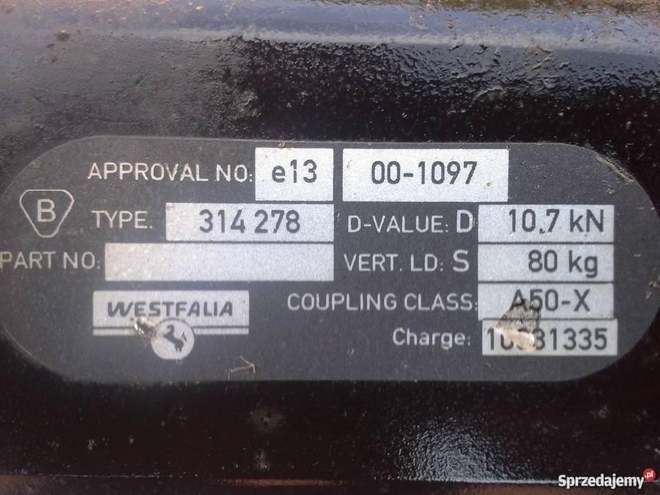 Hak holowniczy Westfalia 314 278 Opel Vectra C osobowe mazowieckie Jastrząb