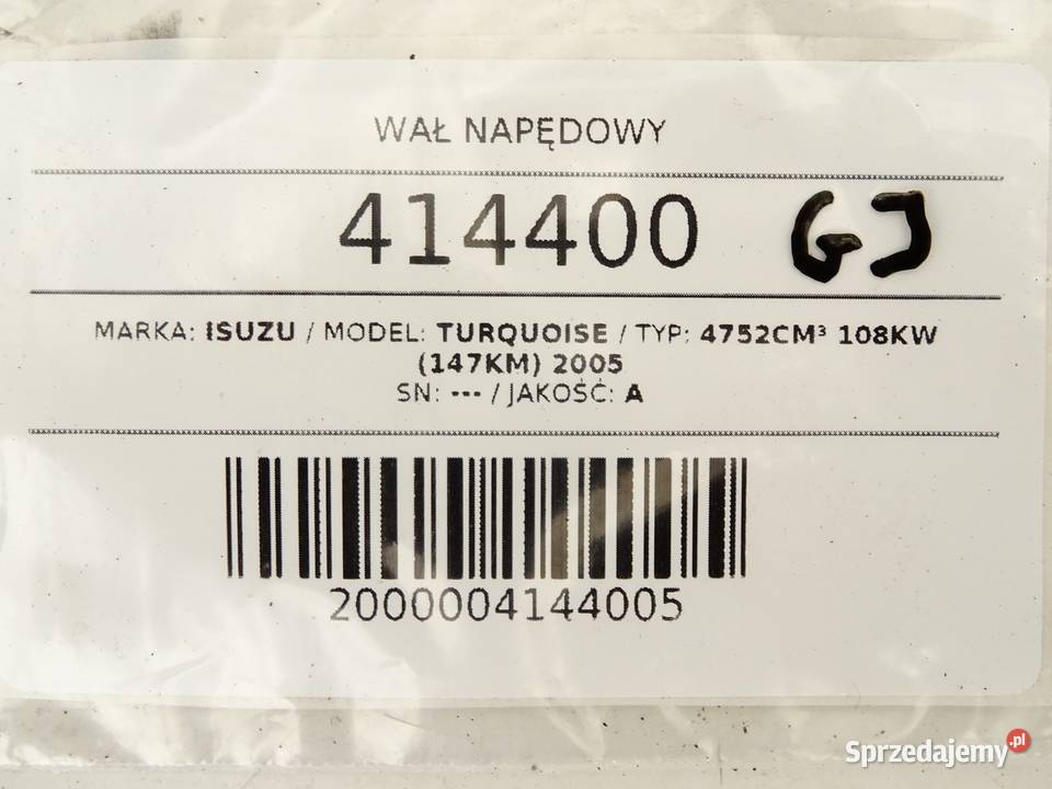 WAŁ NAPĘDOWY ISUZU N Van minibus