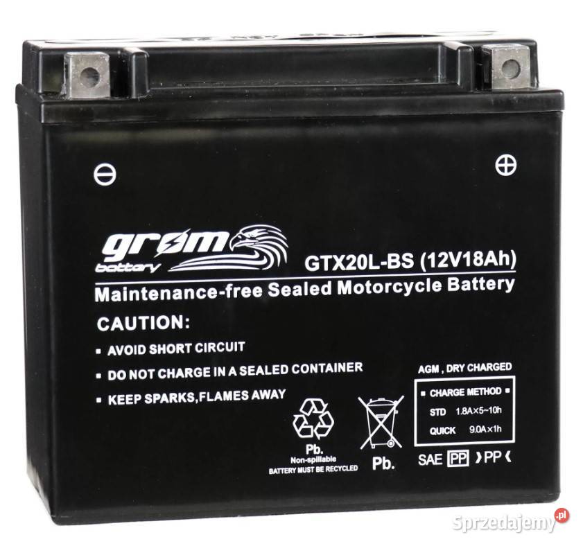 Akumulator motocyklowy GROM GTX20LBS YTX20LBS Akumulatory motocyklowe Wrocław