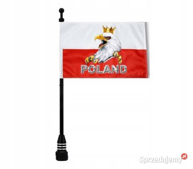 Maszt motocyklowy czarny z flagą Polski Sosnowiec