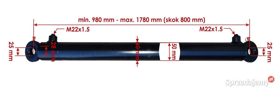 Siłownik Cylinder 50x28x800 Rozrzutnik Części zamienne Solec Kujawski