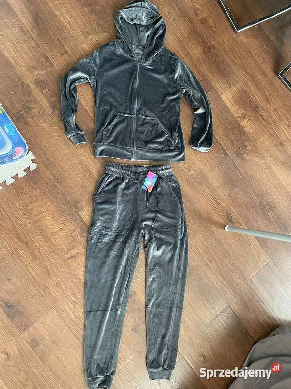 Nowy szary dres komplet dresowy SM welur Bielsk