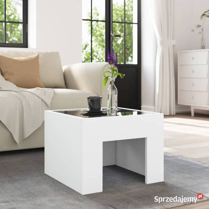 Stolik kawowy z LED Infinity biały 40x40x30 Warszawa