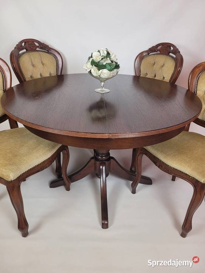 Stół z krzesłami w stylu Ludwikowskim 117cm Białogard sprzedam