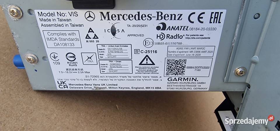 MERCEDES VITO VIANO W447 RADIO NAVI GARMIN Radioodtwarzacze sprzedam