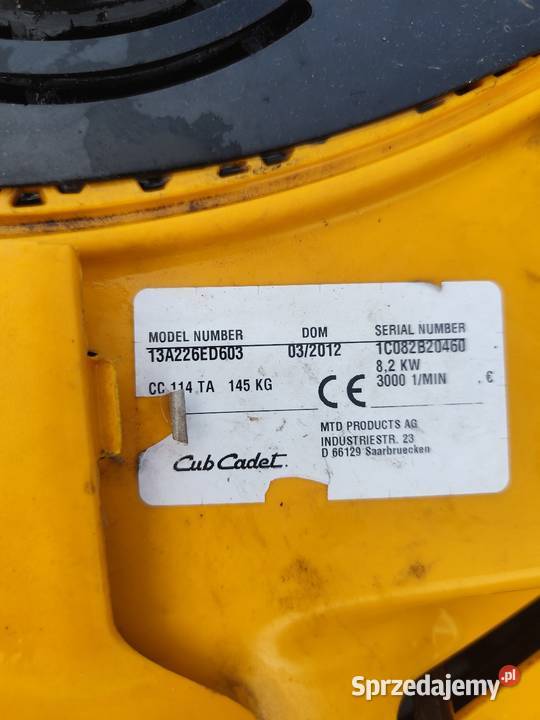 Kosiarka traktorek CubCadet 114ta pomorskie Słupsk sprzedam