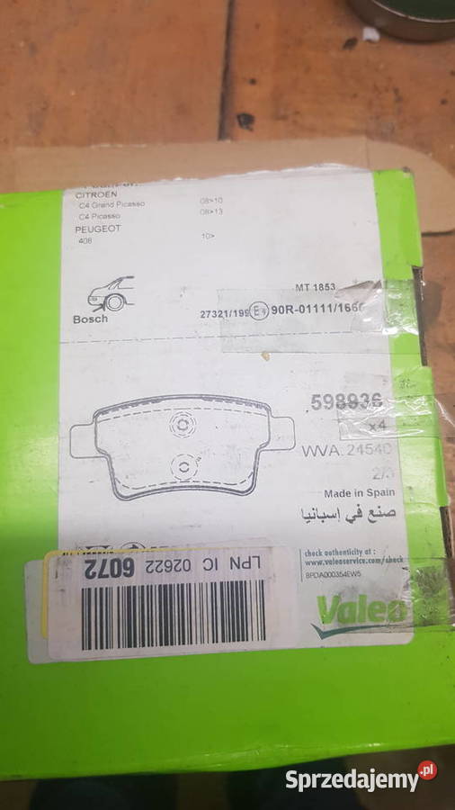VALEO 598936 Zestaw klocków hamulcowych osobowe podkarpackie Sanok