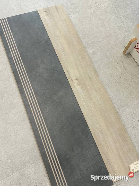 Gres schody stopnica 30x120 grafit jasne drewno Zakopane