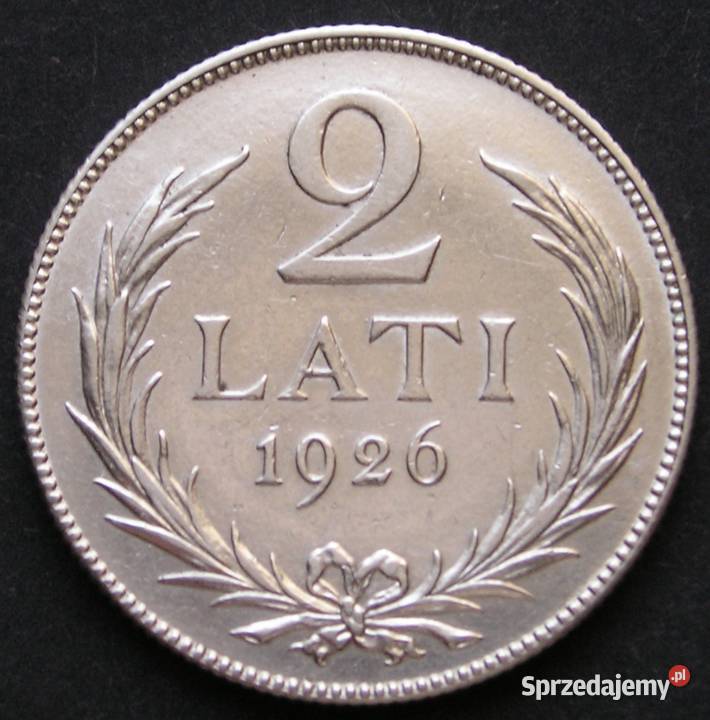 Łotwa 2 lati 1926 SREBRO stan 2 łódzkie Łódź