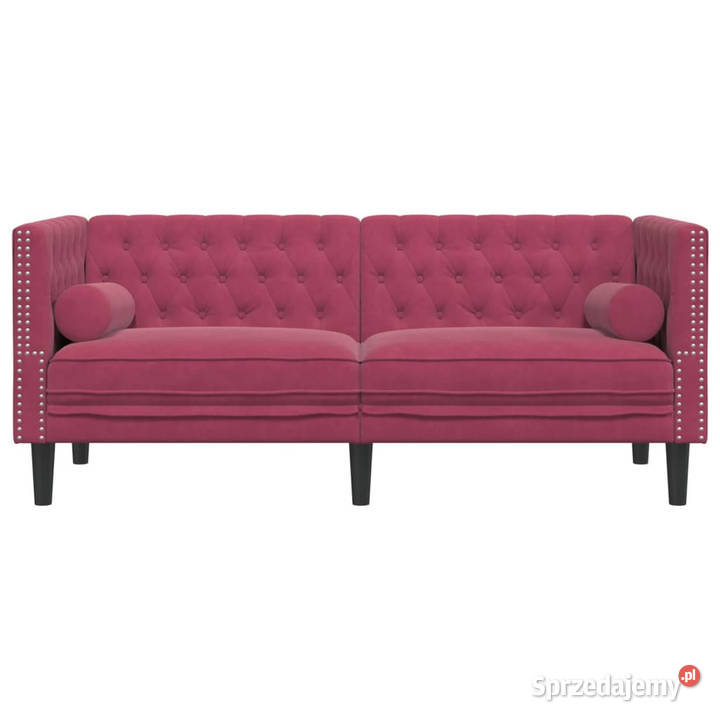 Sofa Chesterfield z wałkami dwuosobowa bordowa Warszawa