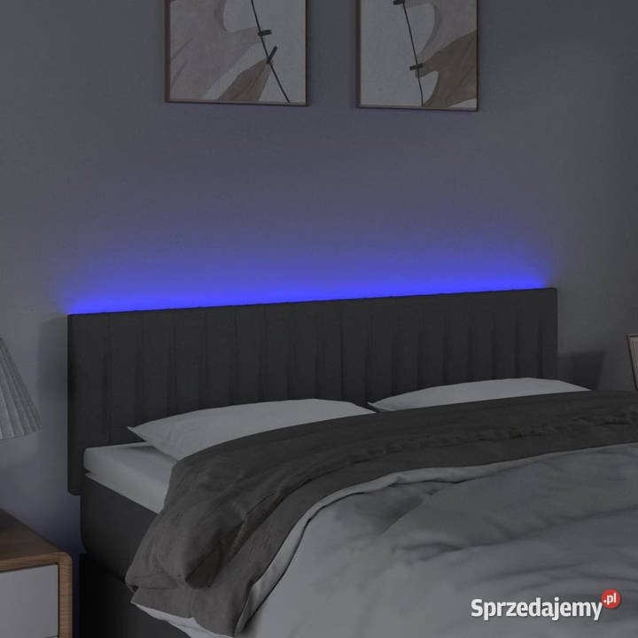 Zagłówek do łóżka z LED ciemnoszary 144x5x7888 mazowieckie Warszawa