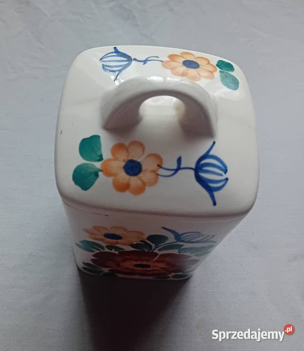 Fajansowy ręcznie malowany pojemnik kuchenny wielkopolskie Koźminek