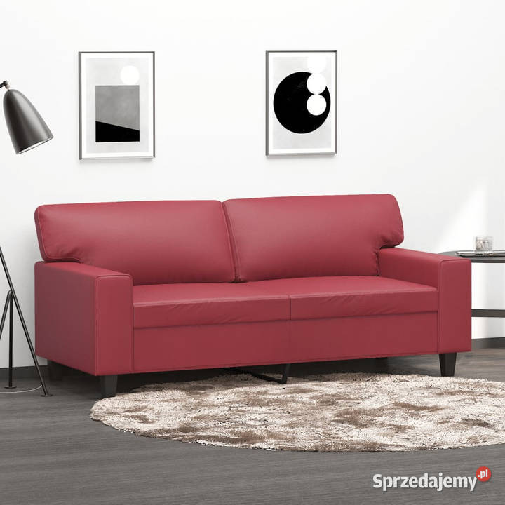 2osobowa sofa winna czerwień 140 sztuczna skóra