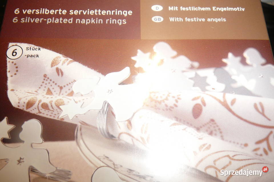 6 Obrączki na serwetki metal aniołek Tchibo Nowe