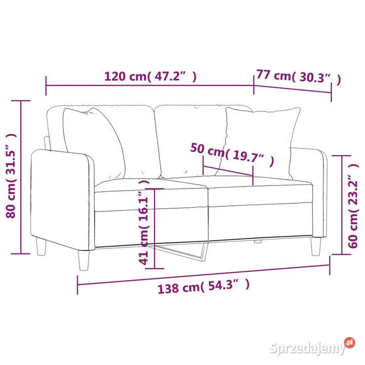 2osobowa sofa z poduszkami jasnoszara 120 Warszawa sprzedam