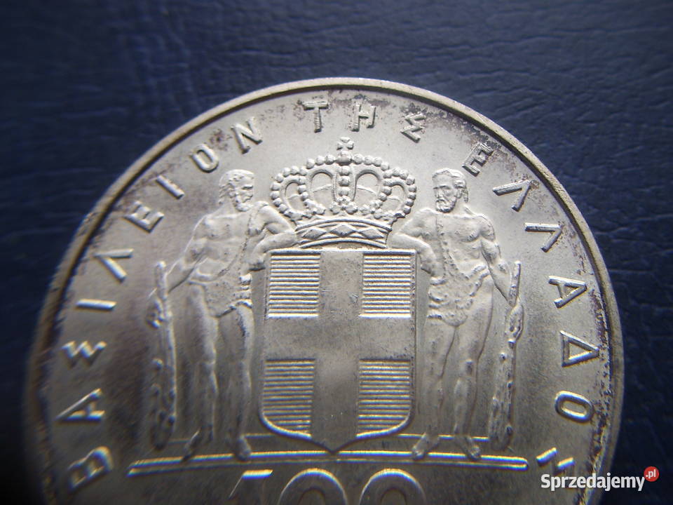 Stare monety 100 drachm 1970 Grecja srebro Lesko