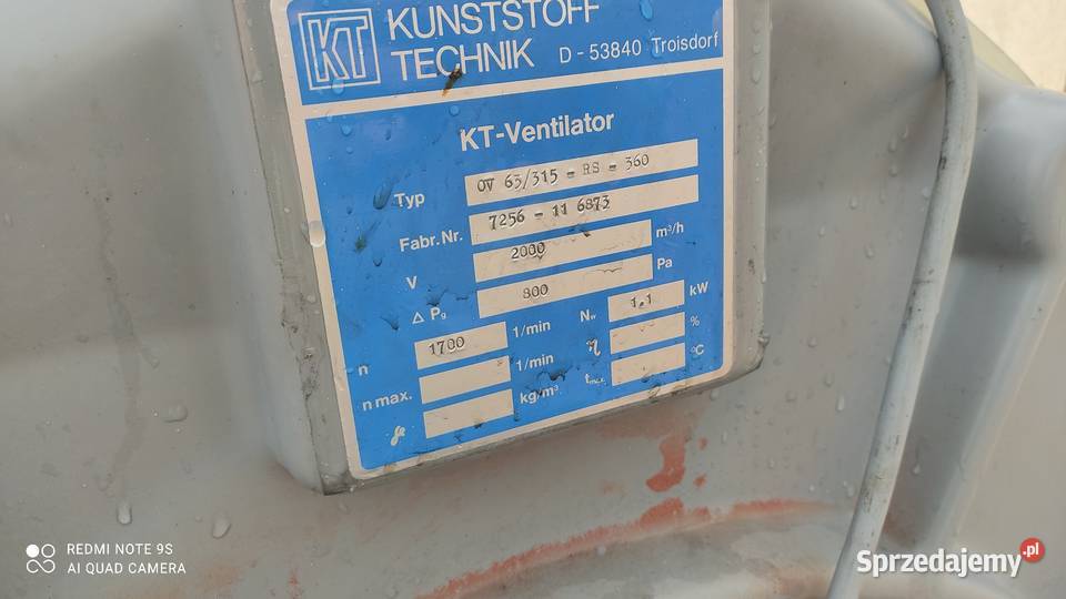 wentylator promieniowy Kunststoff Technik 2000mh Nowy Tomyśl