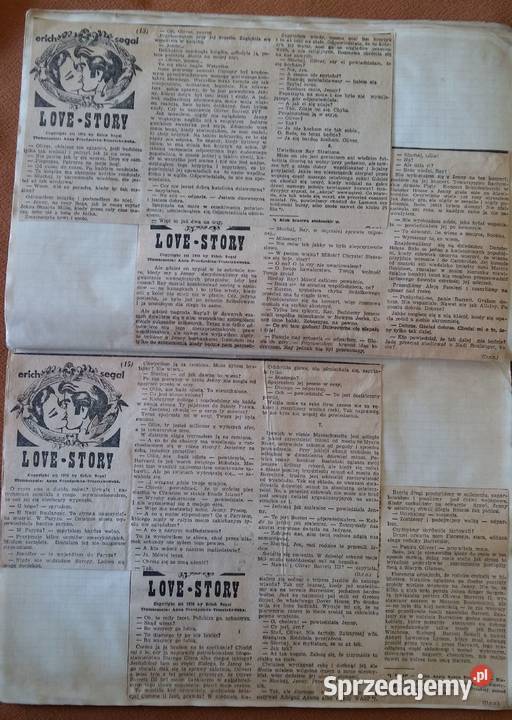 Powieść Love Story wydana w odcinkach w gazecie Łódź sprzedam