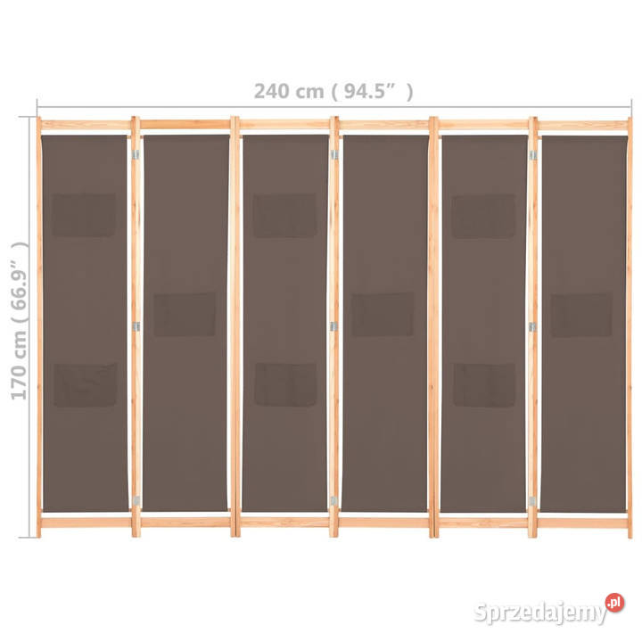 Parawan 6panelowy brązowy 240 x 170 x 4 tkanina Dom i Ogród mazowieckie Warszawa