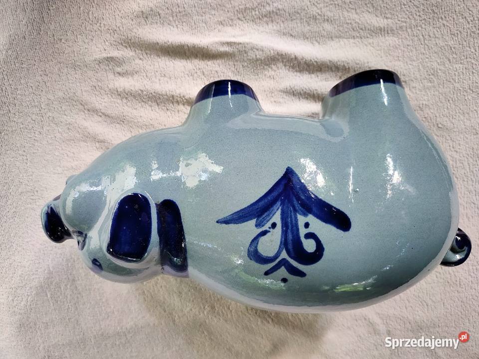 Duża ceramiczna ludowa świnka skarbonka Kościan