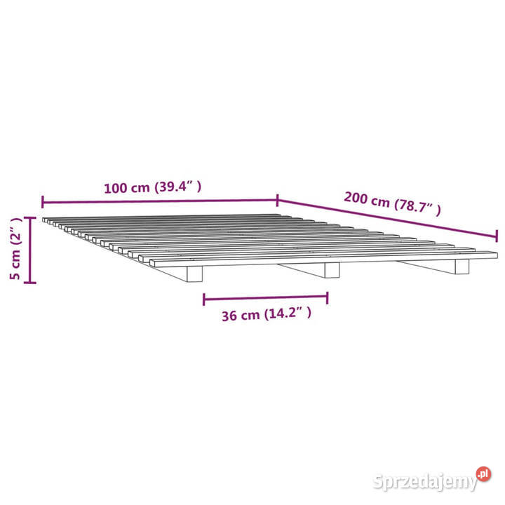 Rama łóżka czarna lite drewno sosnowe 100 x 200 200cm Warszawa