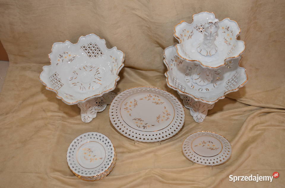Owocarki duża mała talerze deser Porcelana wielkopolskie Środa Wielkopolska