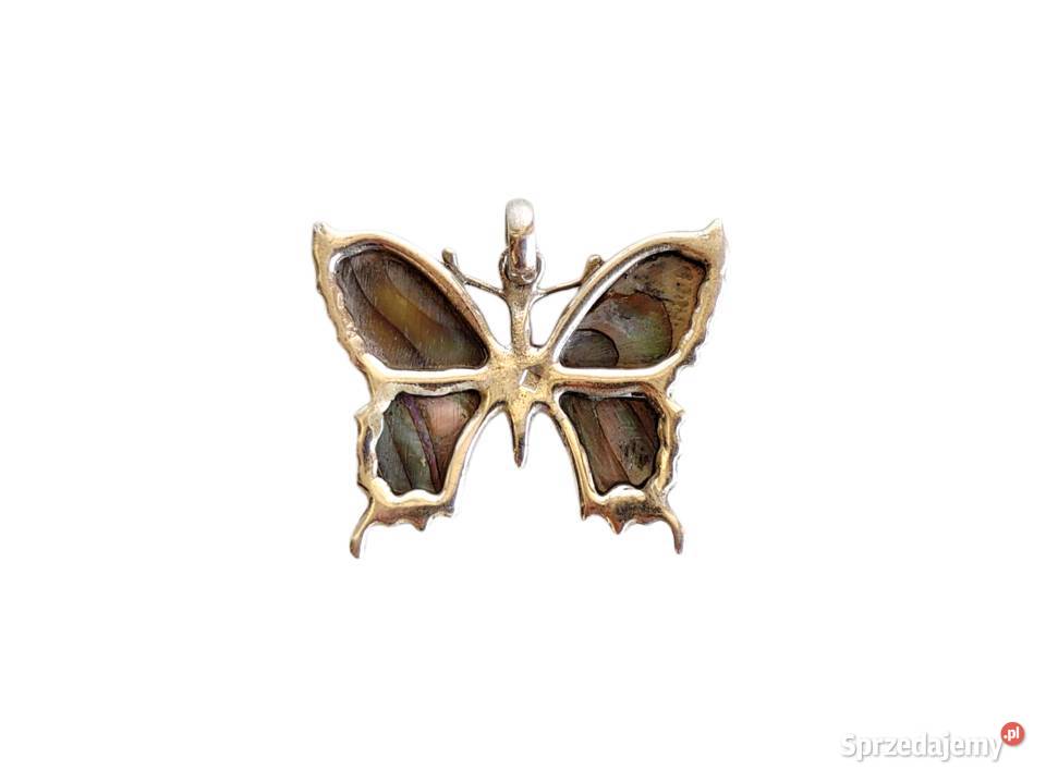 7544 Motyl z Muszlą Abalone w Srebrze