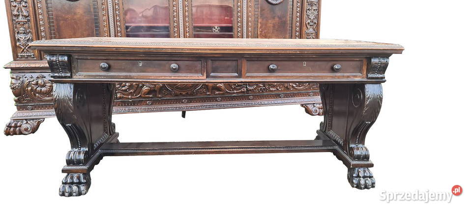 KOMPLET BIBLIOTEKA Z BIURKIEM I FOTELEM Meble