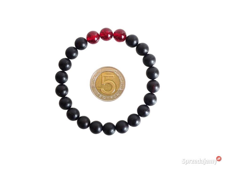 7443 Czarne i Czerwone Bursztynowe Kulki Kędzierzyn-Koźle