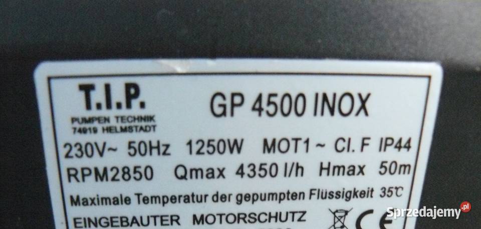 Pompa hydrofor do wody TIP germany 1250 wat Nowa Nowa Sól