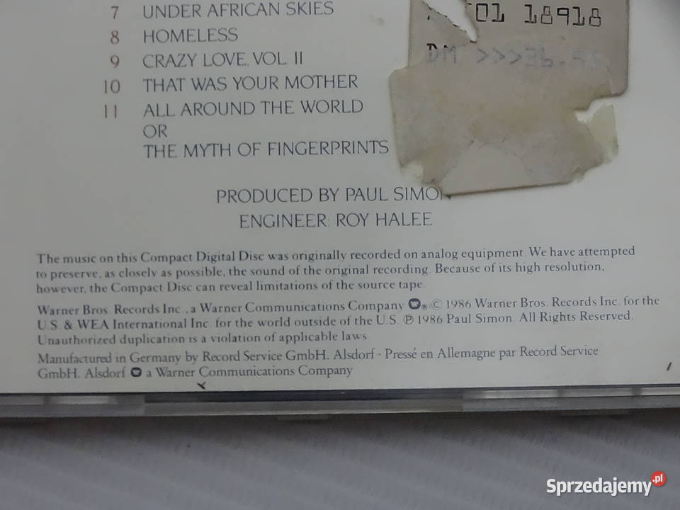 Płyta CD Paul Simon Graceland Oryginalne